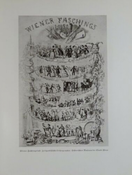 Alter Druck von 1941 - Wiener Faschingslust. Zeitgenössische Lithographie - alter Druck